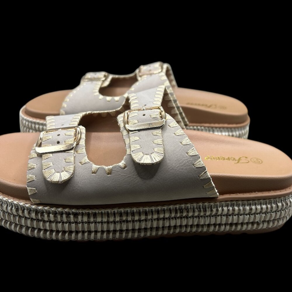 Forever BRAINY-06 Platform Sandal with Stitching - Taupe - Size 10 (NEW IN BOX) - Picture 3 of 7